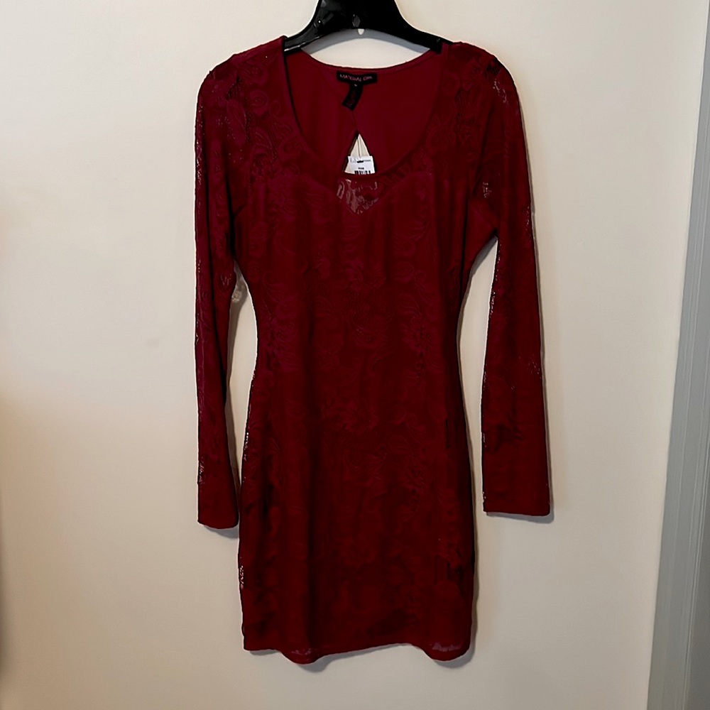 Red Lace Body Con Dress